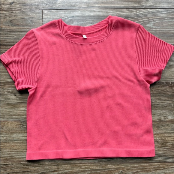 Pink Ribbed Short Sleeve Top - Picture 1 of 2